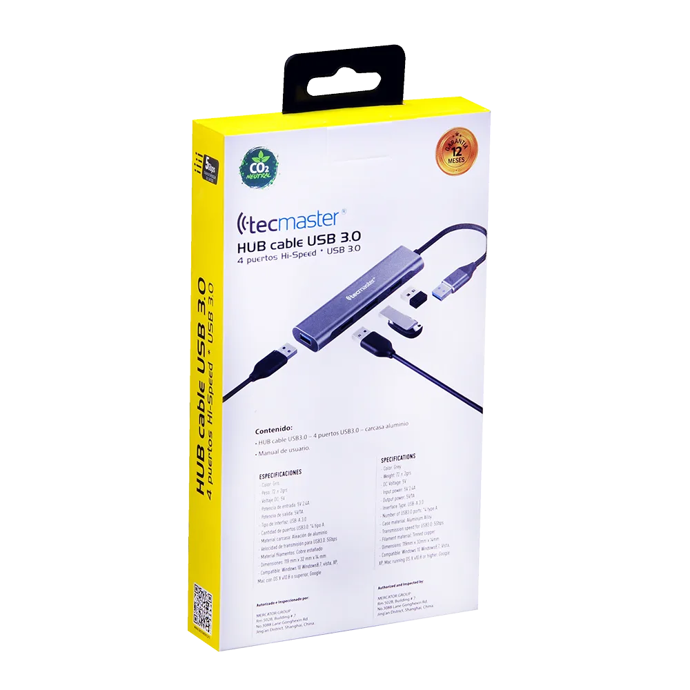 HUB CABLE USB 3,0 4PUERTOS TM-100534 TECMASTER 2