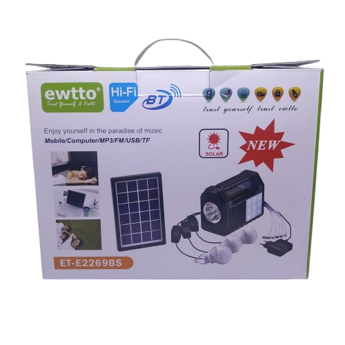 Radio Kit Emergencia BT/SD/USB/FM Panel Solar TE-E2269BS EWTTO 2