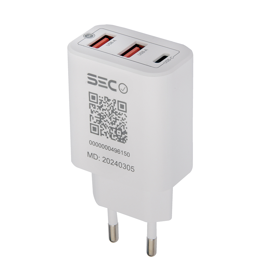 Cagador de Pared 3 Puertos USB A/C 200554WH 30W Tecmaster 2