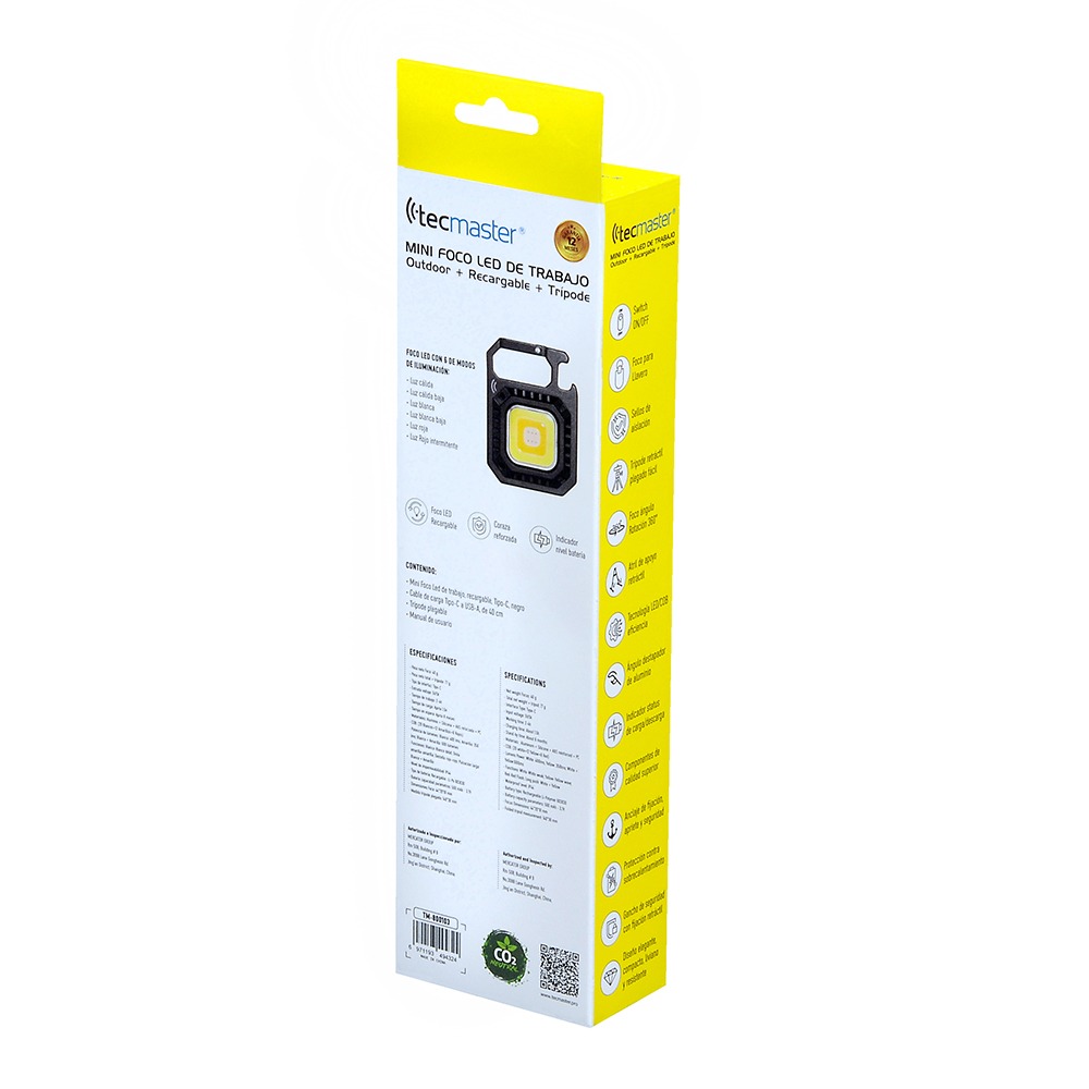 LINTERNA MINI LIGTH RECARGABLE TIPO C OUTDOOR TM-800103 TECMASTER 8
