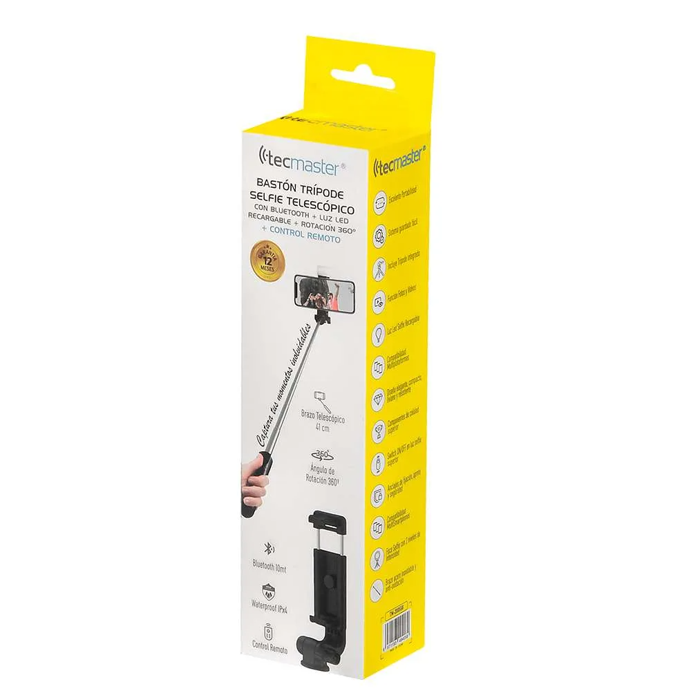BASTON SELFIE BLUETOOTH /TRIPODE/ CONTROL R TM-200558 TECMASTER 4