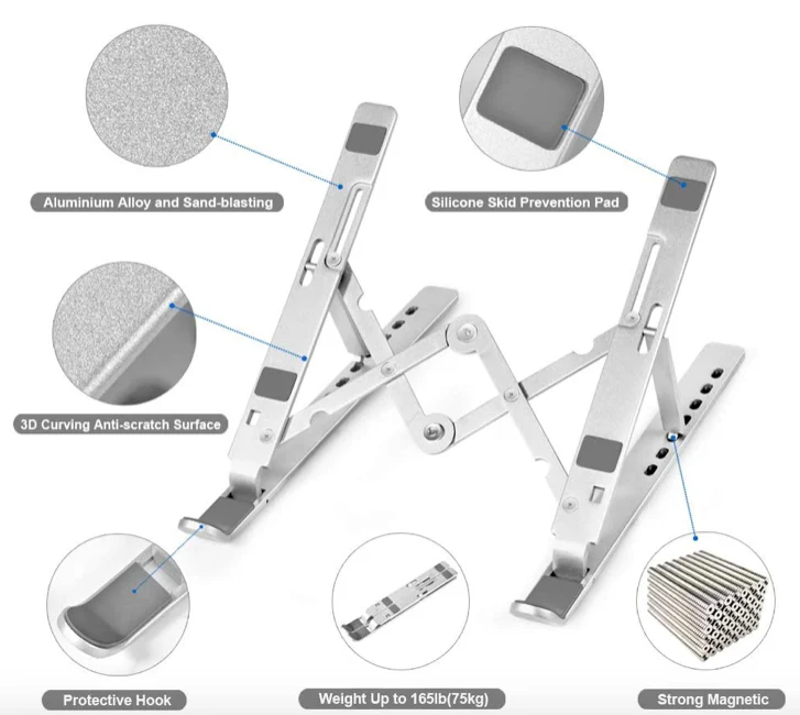 SOPORTE DE ALUMINIO PARA LATOPS Y TABLETS TM-100560 TECMASTER 5