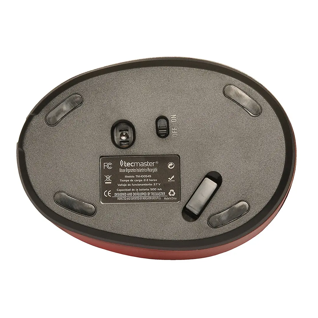 MOUSE INALAMBRICO ERGONOMICO RECARGABLE NEGRO TM-100545 TECMASTER 2