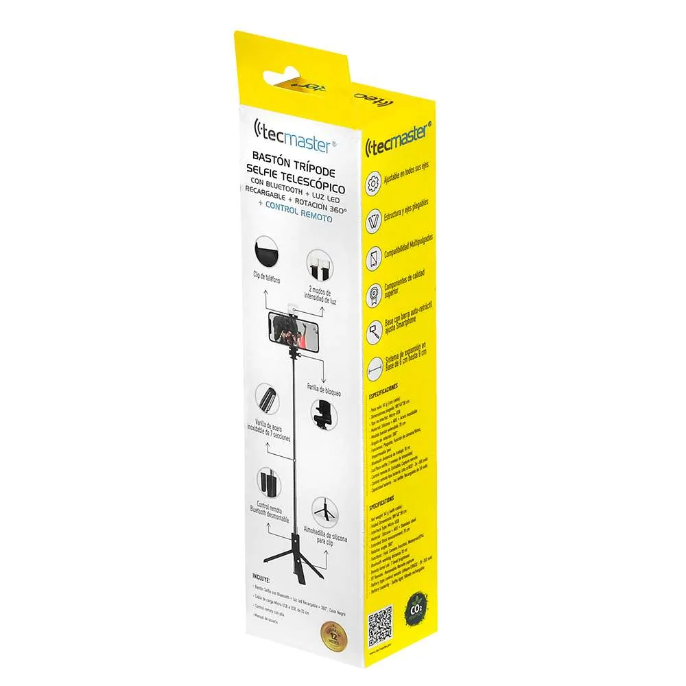 BASTON SELFIE BLUETOOTH /TRIPODE/ CONTROL R TM-200558 TECMASTER 6