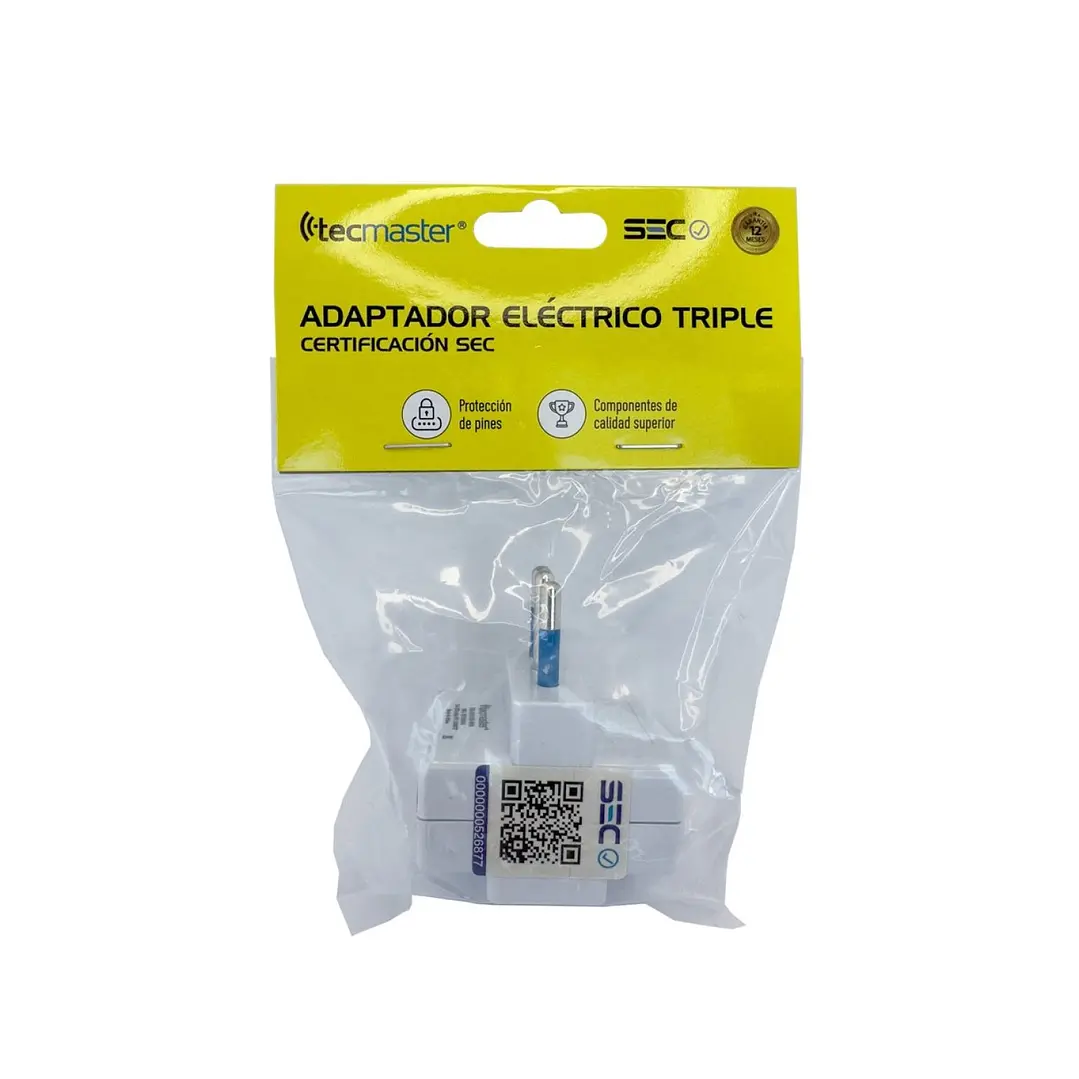 ADAPTADOR ELECTRICO TRIPLE TM-800102WH TECNOLAB 3