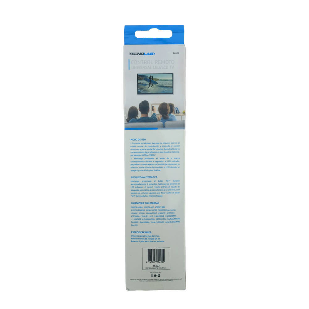 CONTROL REMOTO UNIVERSAL PARA SMART TV TL622 TECNOLAB 3