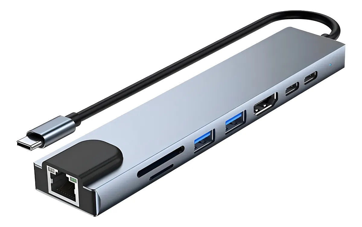 Adaptador Hub USB-C Multipuertos 8 en 1 Welkonex PM1054 1