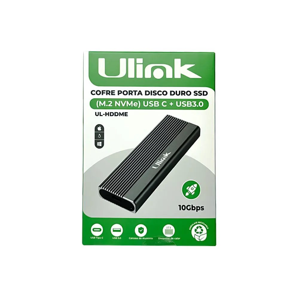 COFRE PORTA DISCO DURO NVME USB/C+USB/3,0 UL-HDDME ULINK 3