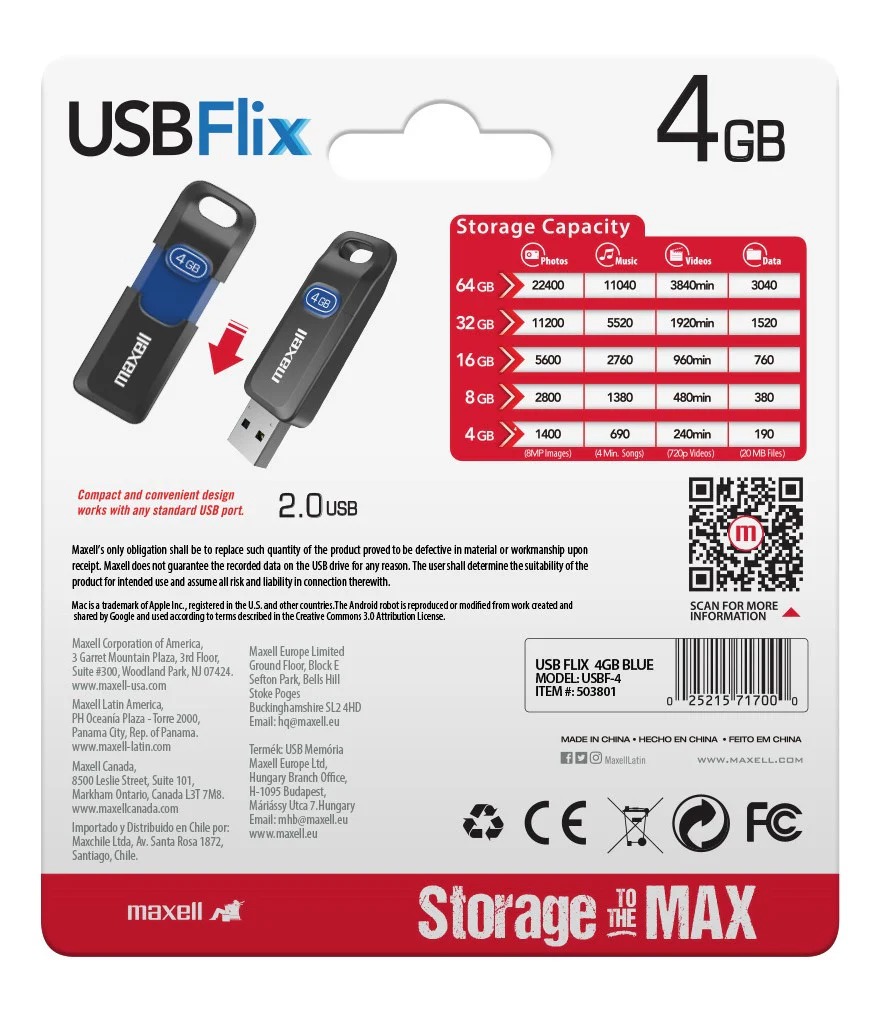 PENDRIVE 4GB USB FLIX  MAXELL 6