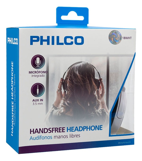 AUDIFONO C/CABLE FLAT WIRED 18BLK WHITE PHILCO  4