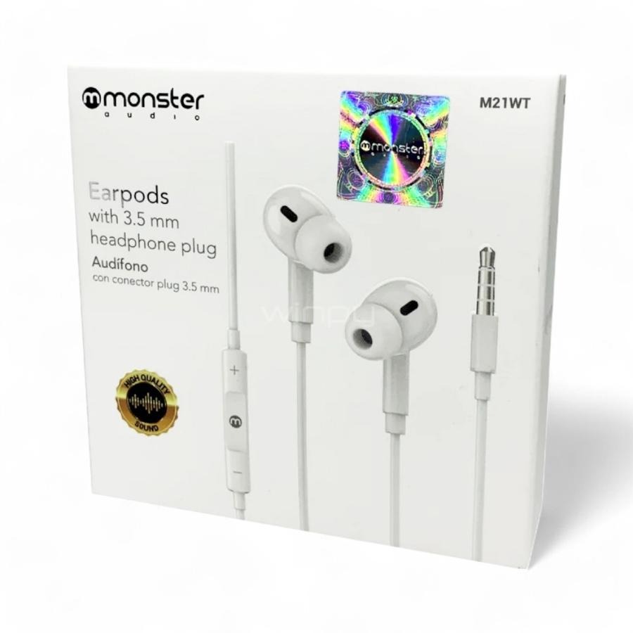 AUDIFONO CON CABLE M21WT M/LIBRES 3,5MM BLANCO MONSTER 3