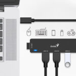 Hub Genius UH-400 USB Tipo C-A con 4 Puertos USB-A 3.0 Black 3