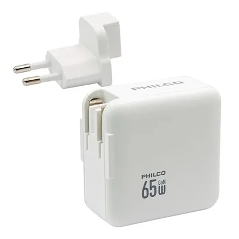 Cargador Súper Rápido Philco USB‑A + USB‑C 65 W QC665 