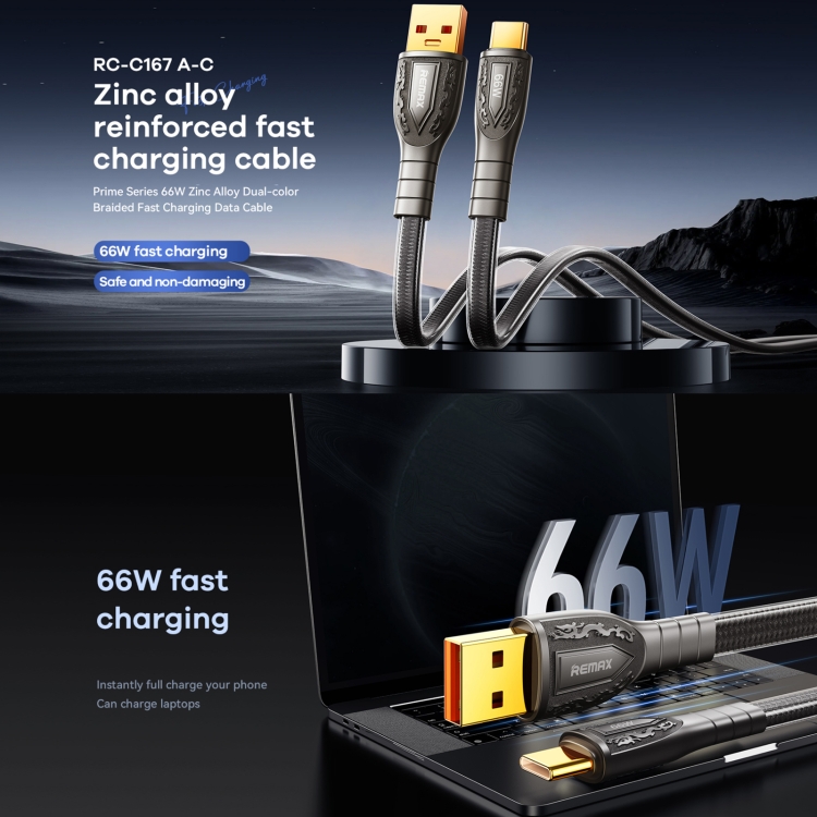 Cable USB A Tipo/C RC-C167 66W Gold Zinc Alloy REMAX  4
