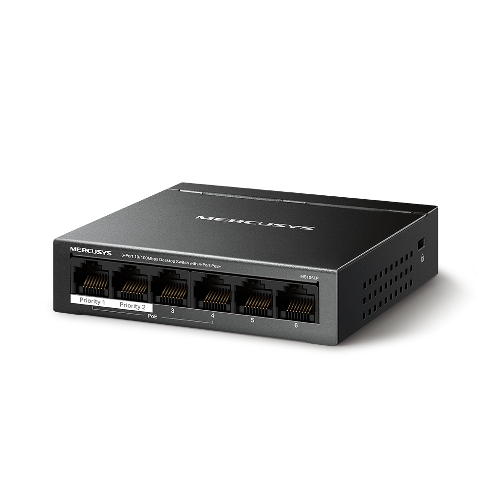 Switch Poe Mercusys Ms106lp, 6 Puertos Fast Ethernet, 40 W 1