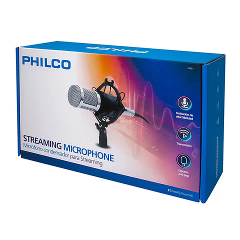 Micrófono Philco Condensador 26PLC31451 para Streaming