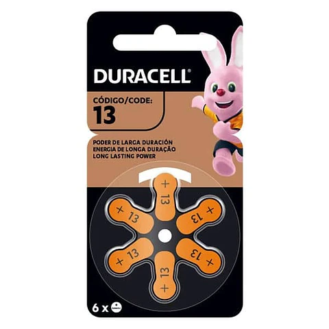 Pila Auditiva Duracell DA13 D1 Zinc Air Blíster 6 Unidades