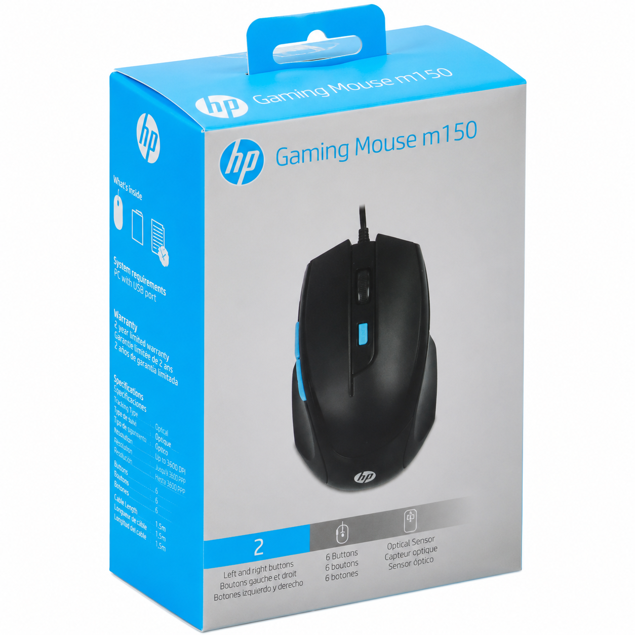 Mouse Gamer HP M150 Óptico USB 6 Botones Negro 2