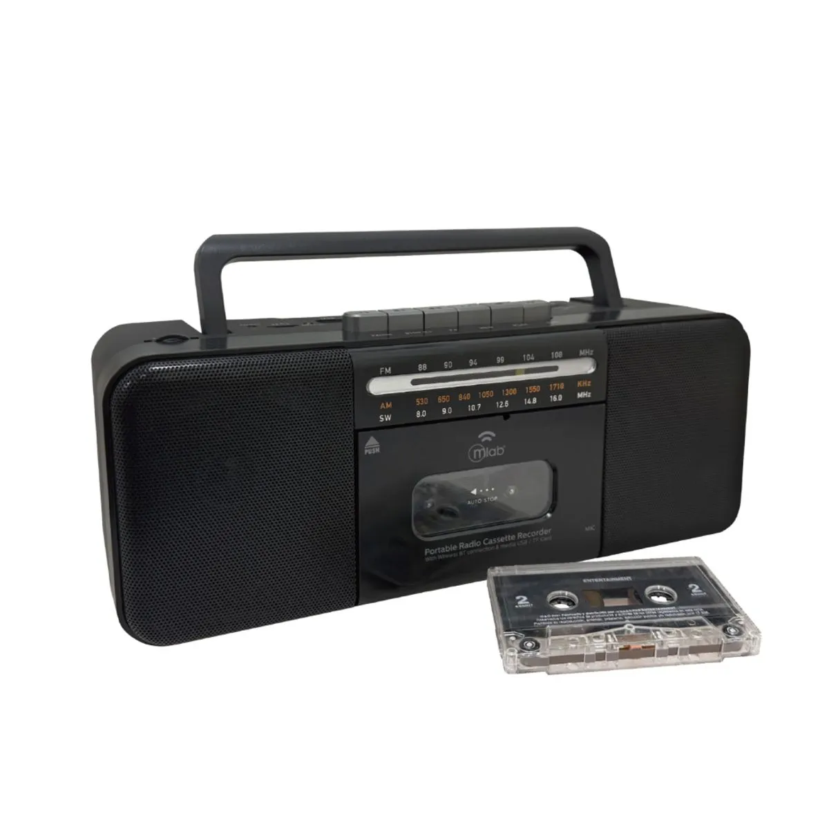 Radio Cassette Retro Recargable Mlab CF-28 Bluetooth USB SD Negro 1