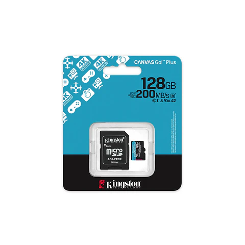 Tarjeta MicroSD Kingston Canvas Go Plus 128GB Con Adaptador SD