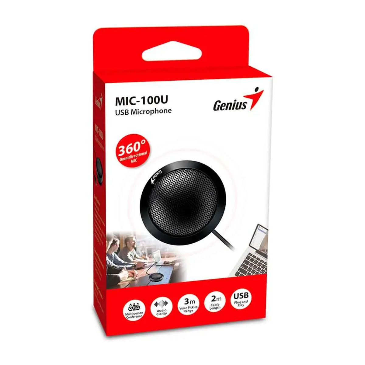 Micrófono USB Genius MIC-100U Negro Conferencia 360° 2