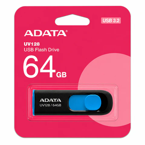 Pendrive ADATA AUV128 64GB USB 3.2 Negro Azul