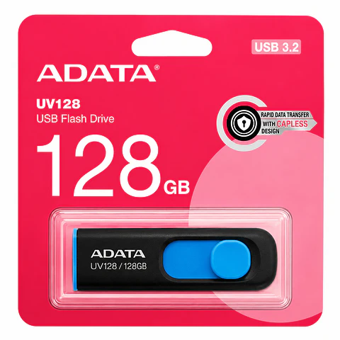 Pendrive ADATA AUV128 128GB USB 3.2 Negro Azul