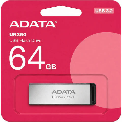Pendrive Adata UR350 64GB USB 3.2 Plateado Alta Velocidad