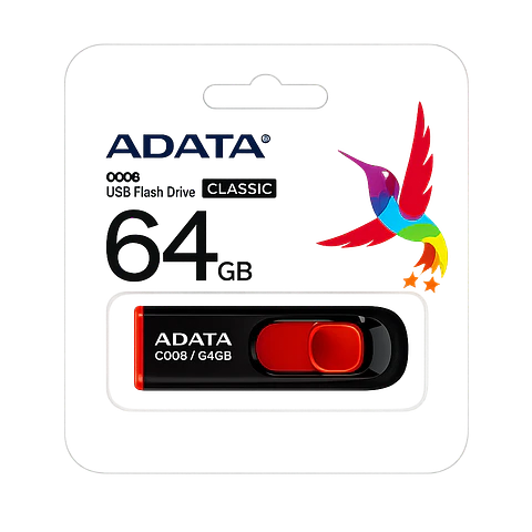 Pendrive Adata AC008 64GB USB 2.0 Negro/Rojo