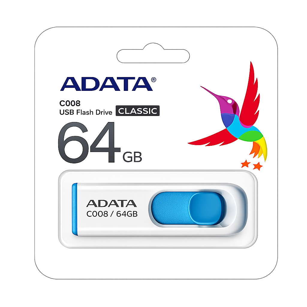 Pendrive Adata 64GB USB 2.0 White Blue Alta Velocidad 1