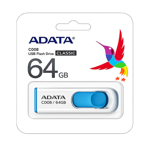 Pendrive Adata 64GB USB 2.0 White Blue Alta Velocidad