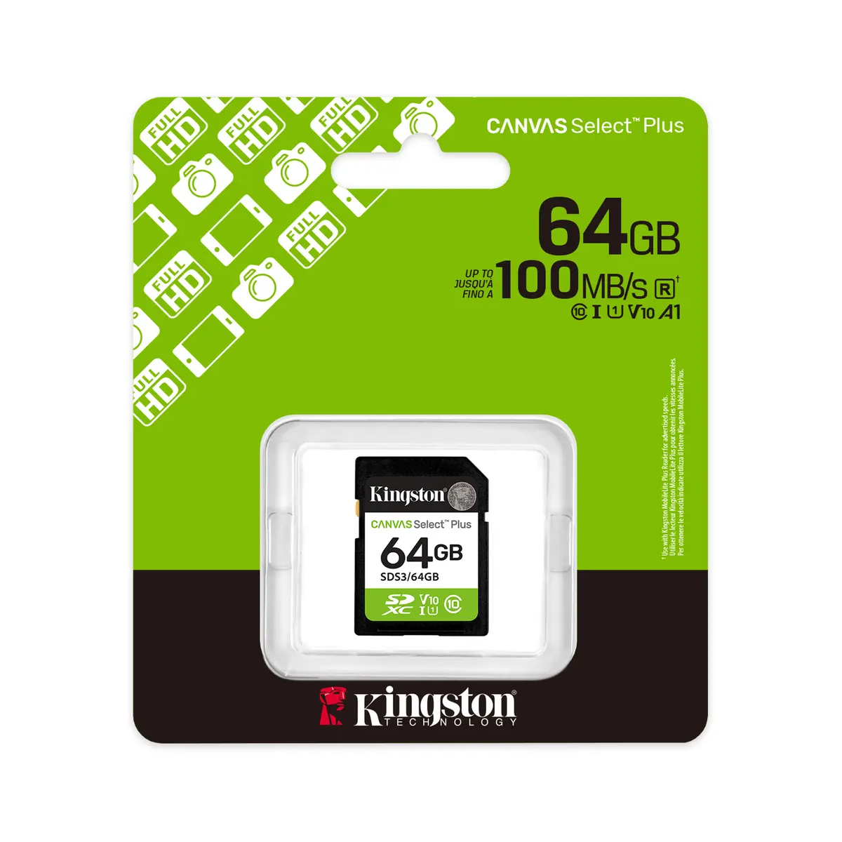 Memoria SD Kingston Go Plus 64GB 100MB/s Clase 10 1