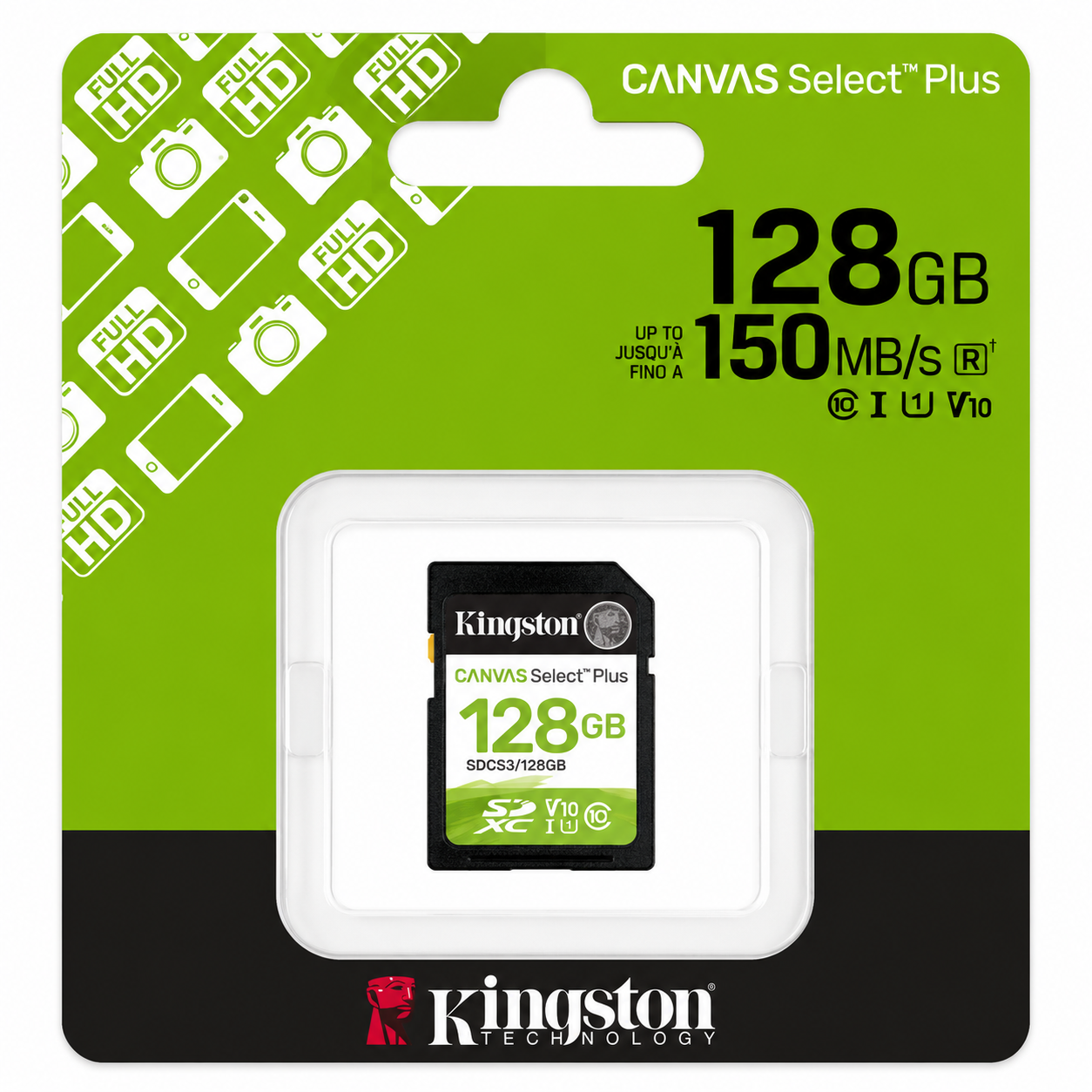 Memoria SD Kingston Canvas Select Plus G3 128GB 150MB/s U1 V10 1