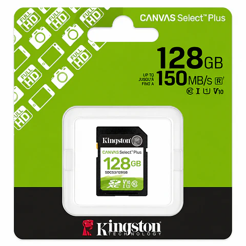 Memoria SD Kingston Canvas Select Plus G3 128GB 150MB/s U1 V10
