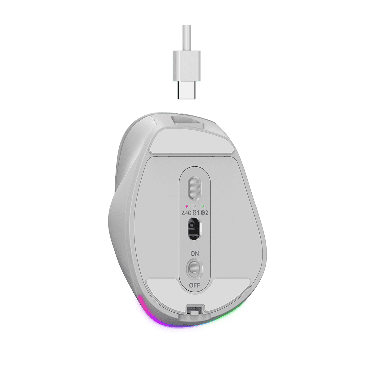 Mouse Genius Inalámbrico Bluetooth Recargable Ergo 9000S Pro Blanco Perla RGB 2