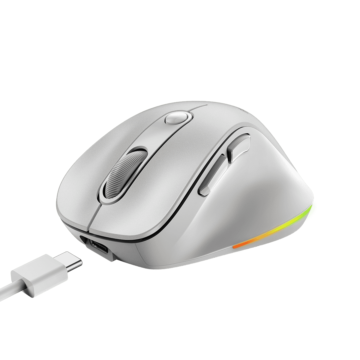 Mouse Genius Inalámbrico Bluetooth Recargable Ergo 9000S Pro Blanco Perla RGB 5