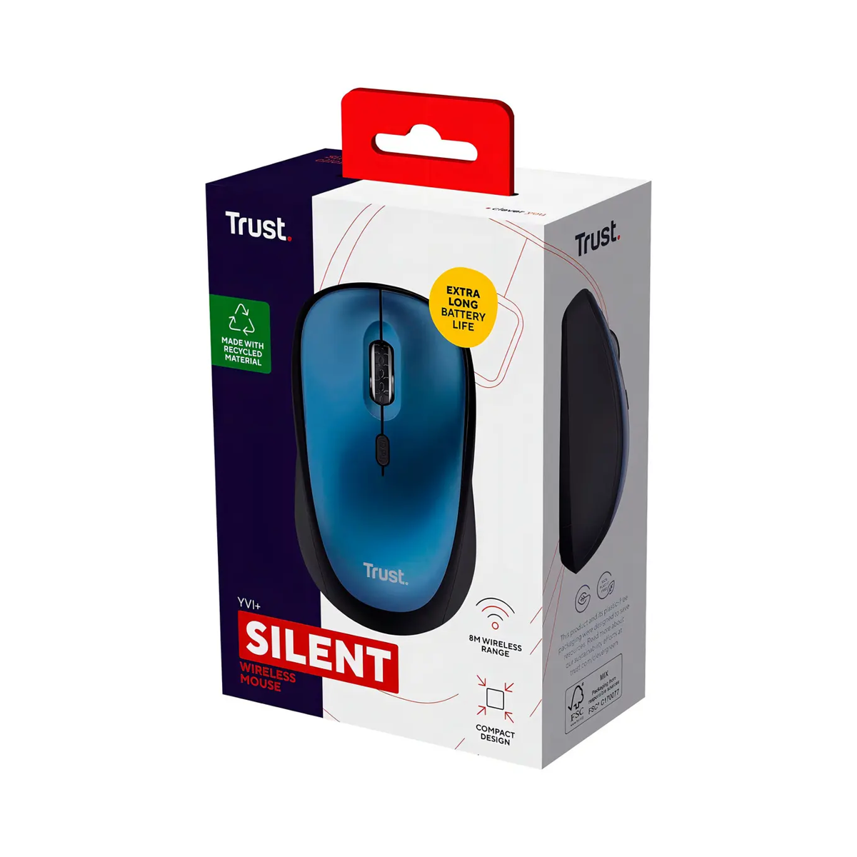 Mouse Inalámbrico Trust Yvi+ Eco Azul USB Compacto 2