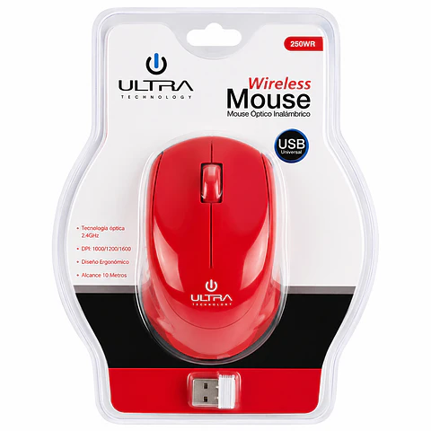 Mouse Óptico Inalámbrico Ultra 250WR Rojo Revogames