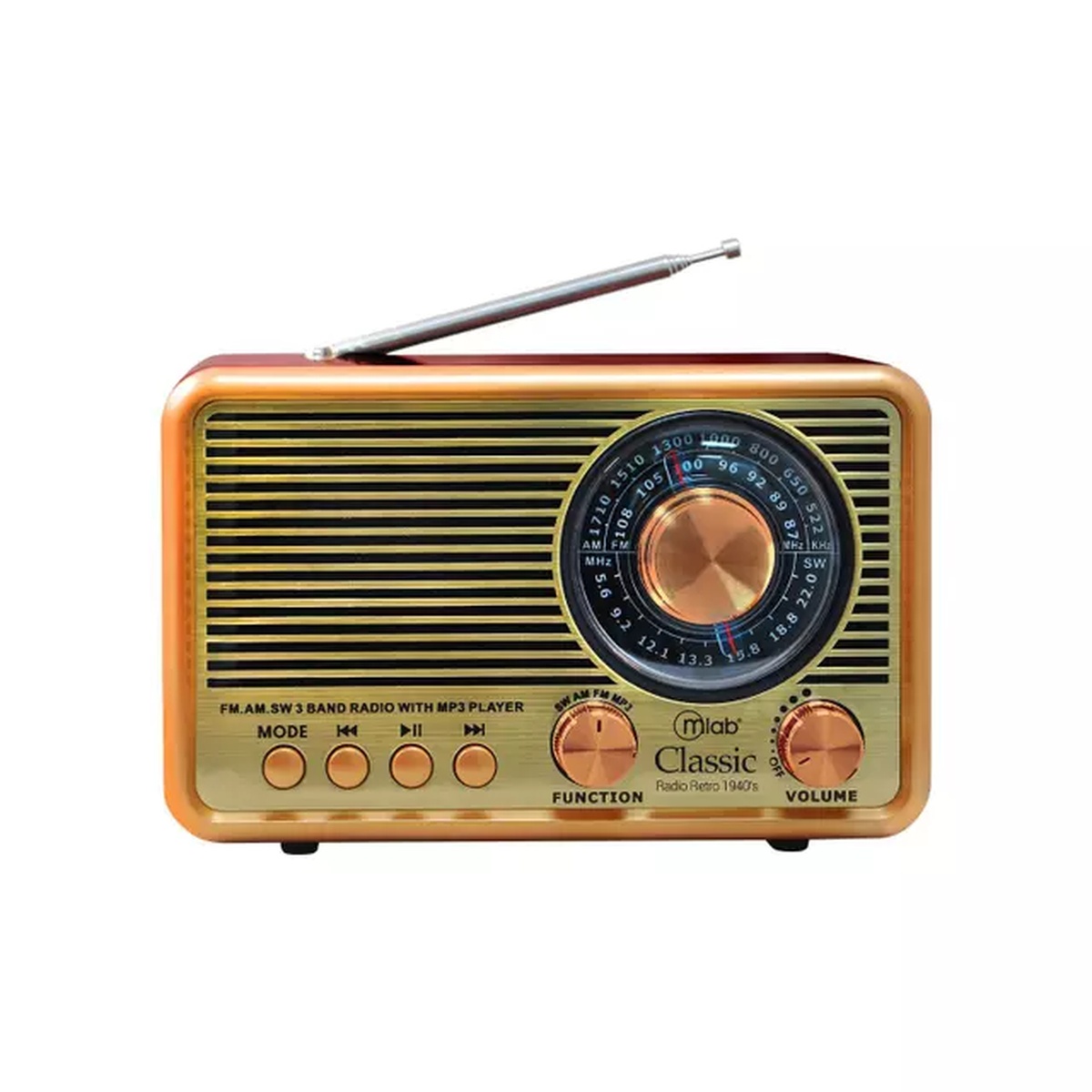 Radio Retro Classic Mlab Bluetooth FM USB Diseño Vintage 1