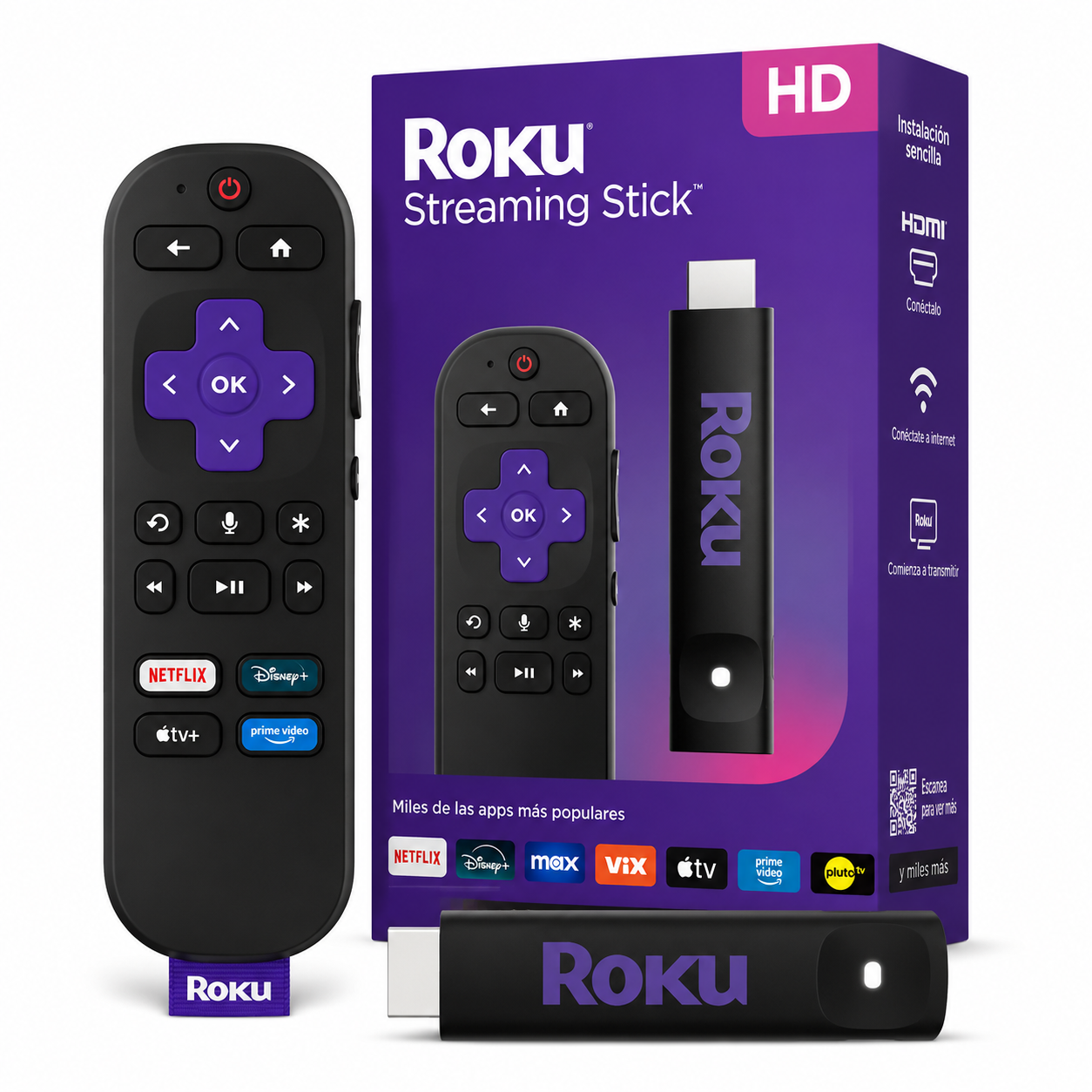 Roku Streaming Stick HD 3840R con Control Remoto por Voz 1