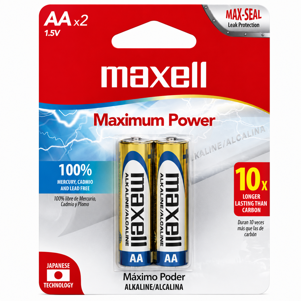 Pack 2 Pilas AA Alcalinas Maxell LR06BP2 1.5V 1