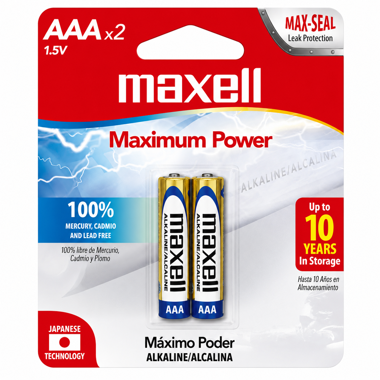 Pack 2 Pilas AAA Alcalinas Maxell LR03BP2 1.5V 1