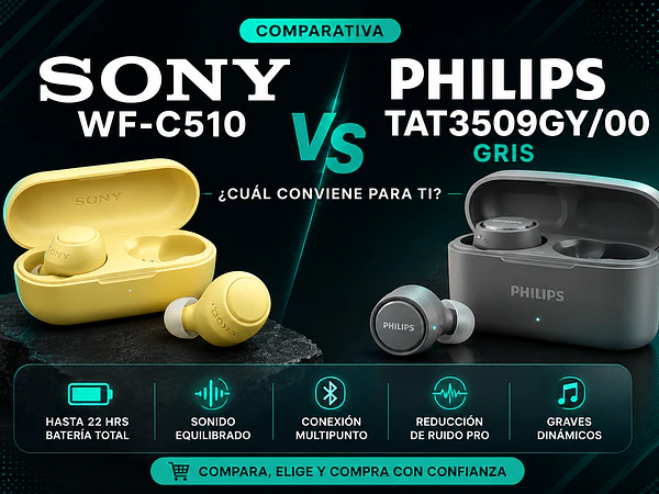 Sony WF-C510 vs Philips TAT3509GY/00: comparativa de audífonos Bluetooth