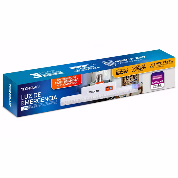 Lámpara LED de emergencia recargable 50 W con soquete Tecnolab 3