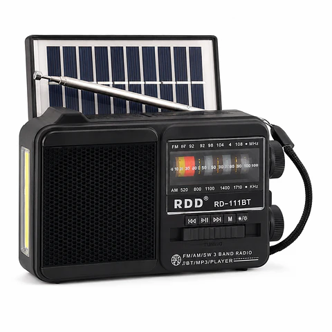 Radio portátil AM/FM recargable con carga solar TL653 Black Tecnolab