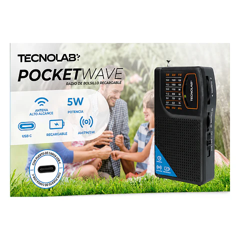 Radio Portátil Tecnolab Am/fm/sw 5 TL867 Recargable W