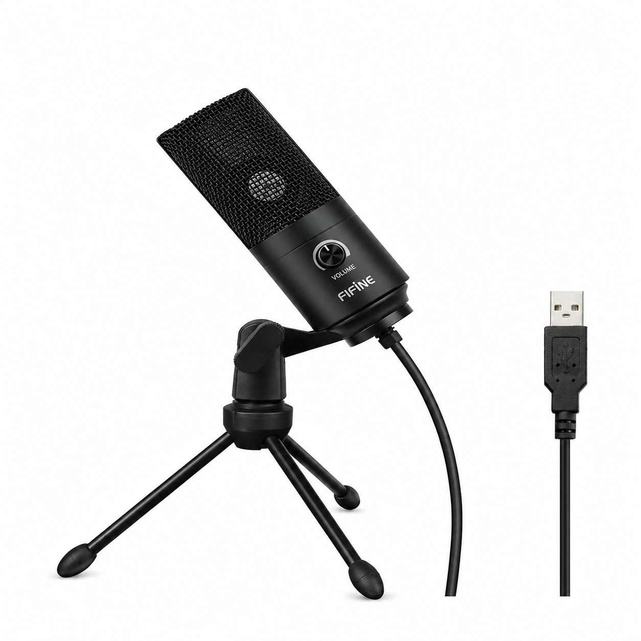 Micrófono Condensador USB Fifine K669B Negro con Trípode y Control de Ganancia 1