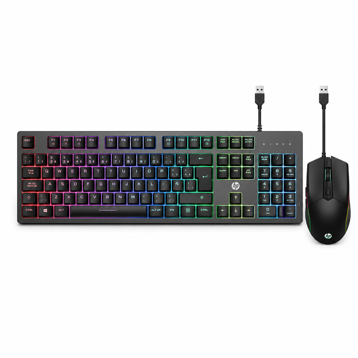 Combo Gamer HP KM300F Teclado y Mouse Alámbricos USB con Iluminación RGB – Negro 1
