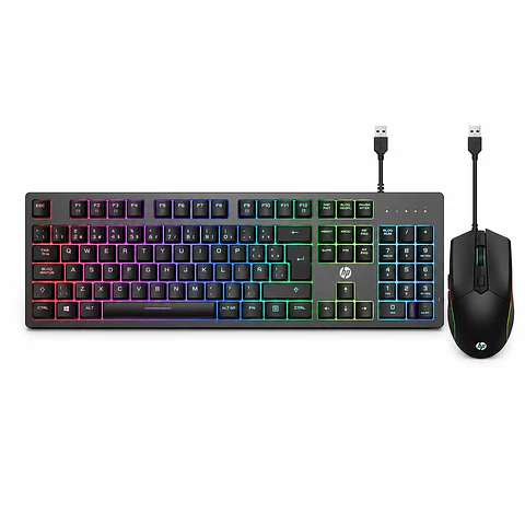 Combo Gamer HP KM300F Teclado y Mouse Alámbricos USB con Iluminación RGB – Negro