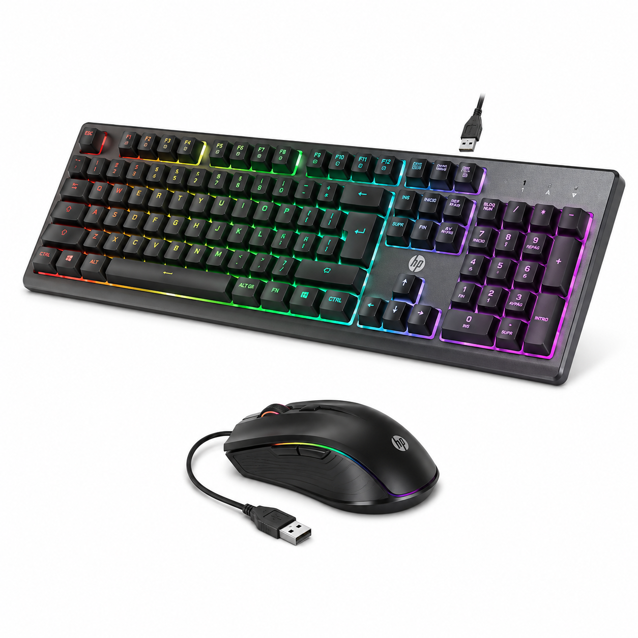Combo Gamer HP KM300F Teclado y Mouse Alámbricos USB con Iluminación RGB – Negro 2